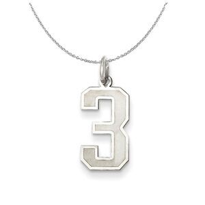 Sterling Silver, Jersey Collection, Medium Number 3 Necklace - 24 Inch